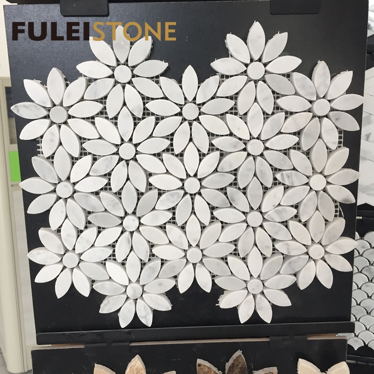 Wholesale cheap price water jet flower marble mosaic tile