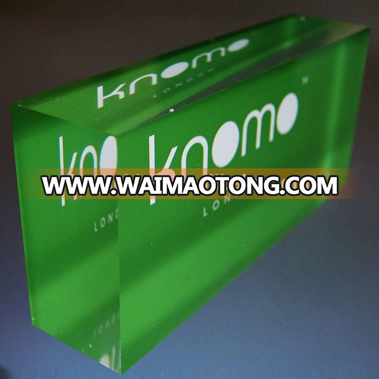 Custom acrylic glass logo block paperweight wholesale