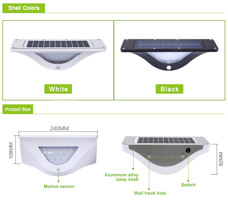 Wholesale Hooree 2019 new mold outdoor solar 16 led 500 LM wall lighting with motion sensor garden light