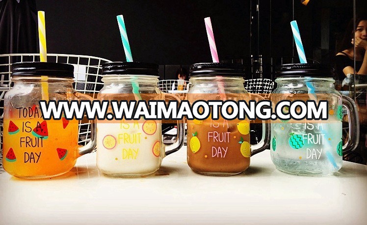 manufacturer mason jar with straw and lid manufacturer in LOW MOQ