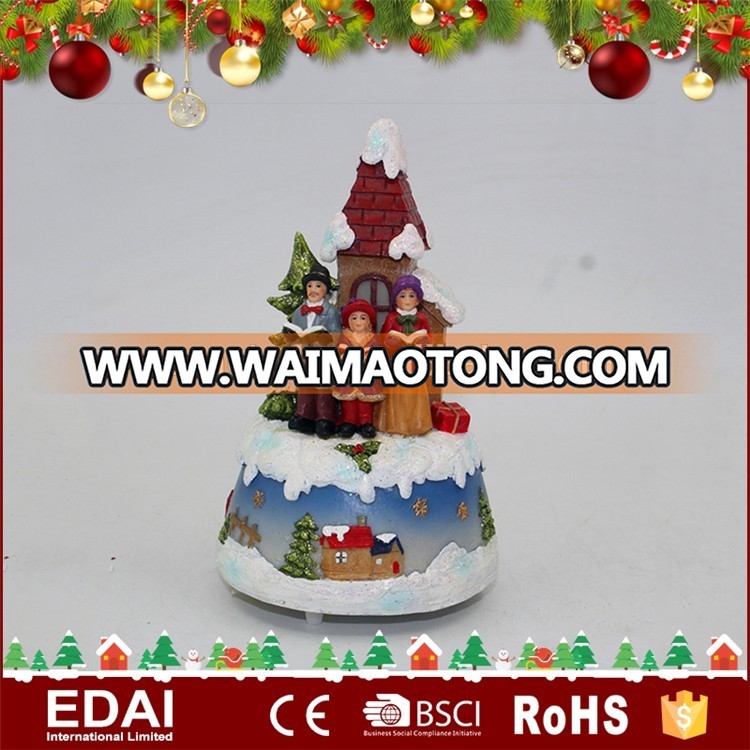 Unique design winter village craft polyresin animated christmas scene