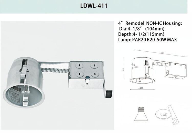 ETL CUL Home COB LED 10W Max. IC Airtight Air Tight 4" LED New Construction Pot Light