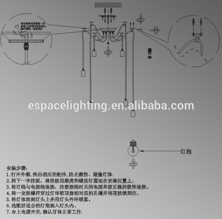 Industrial black wire ceiling lamp holder with led edison bulb