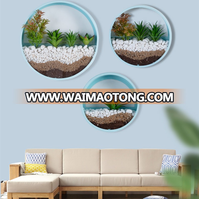 High quality 3D DIY circle hanging planter mental wall art for home decoration