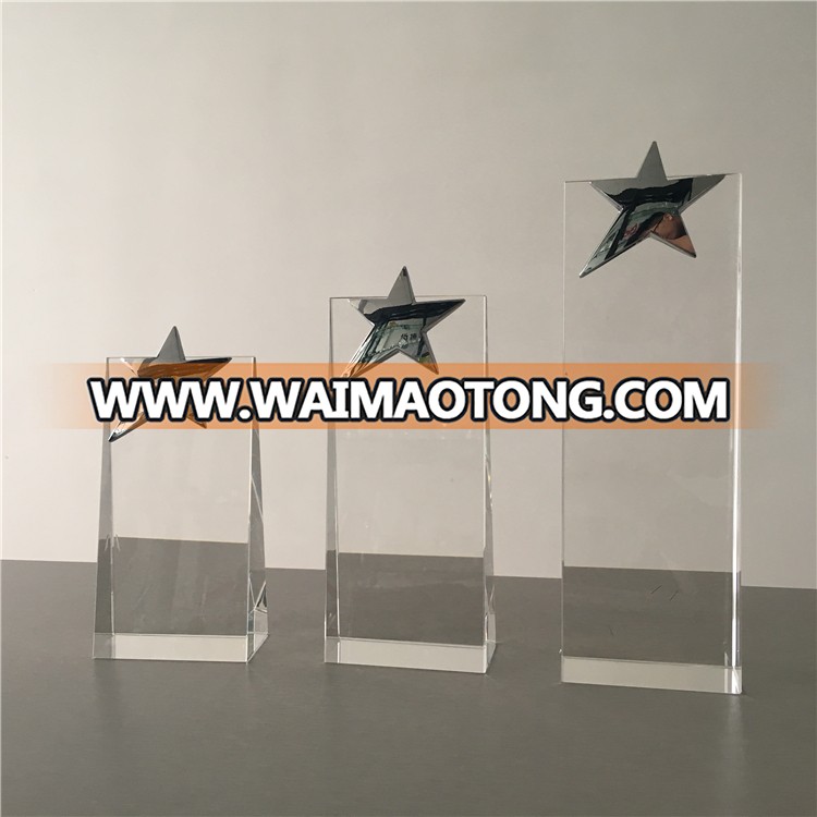 Silver Star Crystal Glass  Award Trophy For engraved