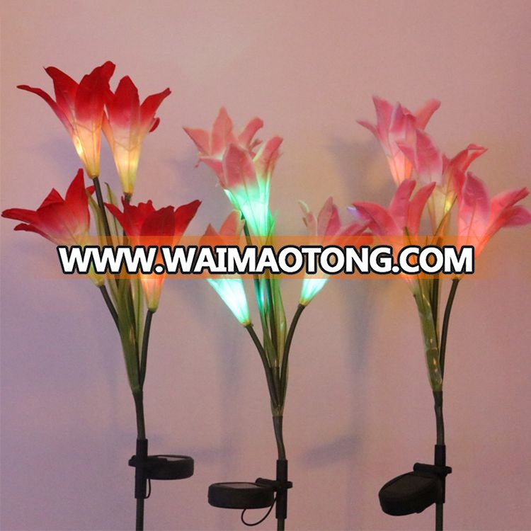 OEM supplier colorful color changing garden lamp decoration stake LED solar flower light