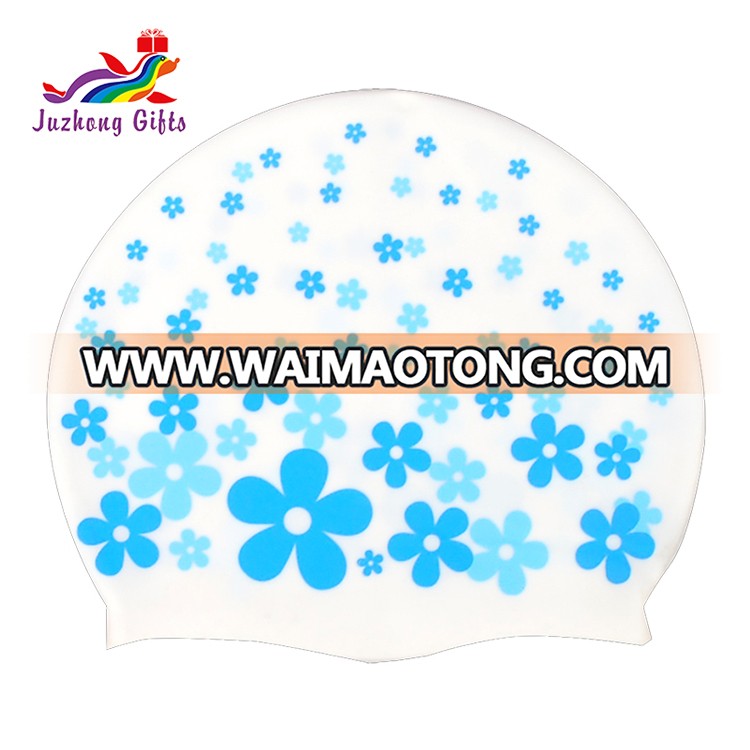 Low MOQ Adult custom printed logo silicone swim cap for water sport