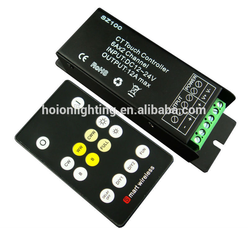 Led 2 Channel rf remote control cct comtroller for dual white led strip CE RoHS Warranty