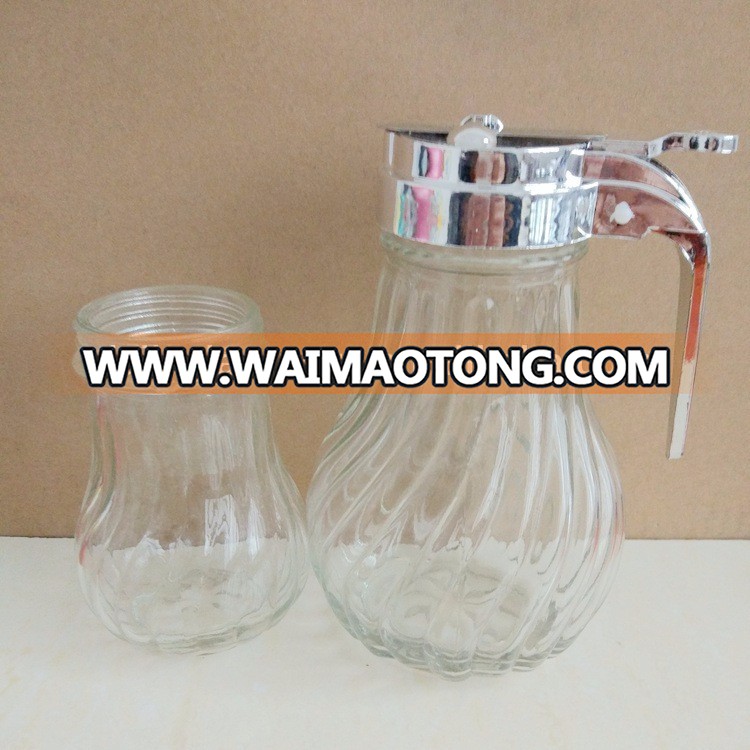 Daily 16oz 8oz 4oz glass honey dispenser ribbed glass jar