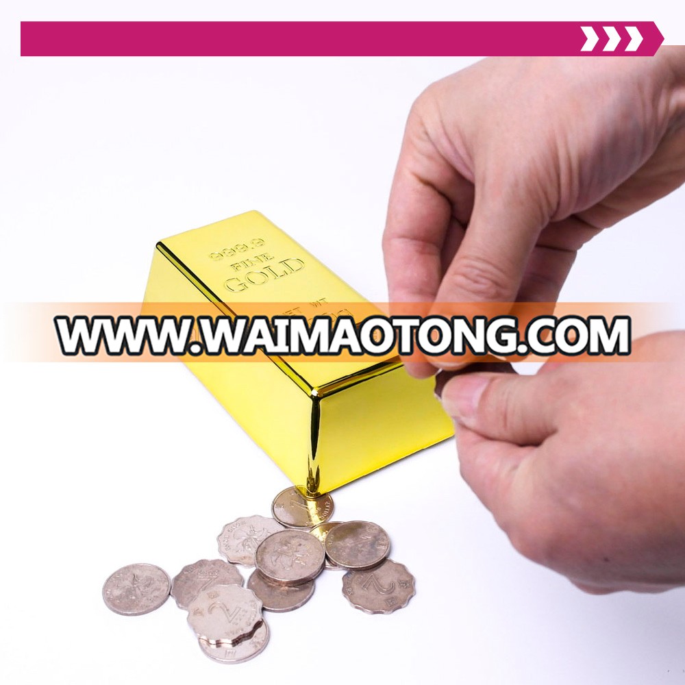 Wholesale Good Quality Low MOQ Gold Plated Gift Souvenir Gold Bar Plastic Saving Money Box