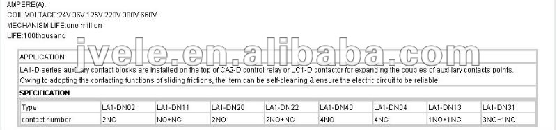 TO supply LA1-DN11,LA1-DN22 Auxiliary contactor