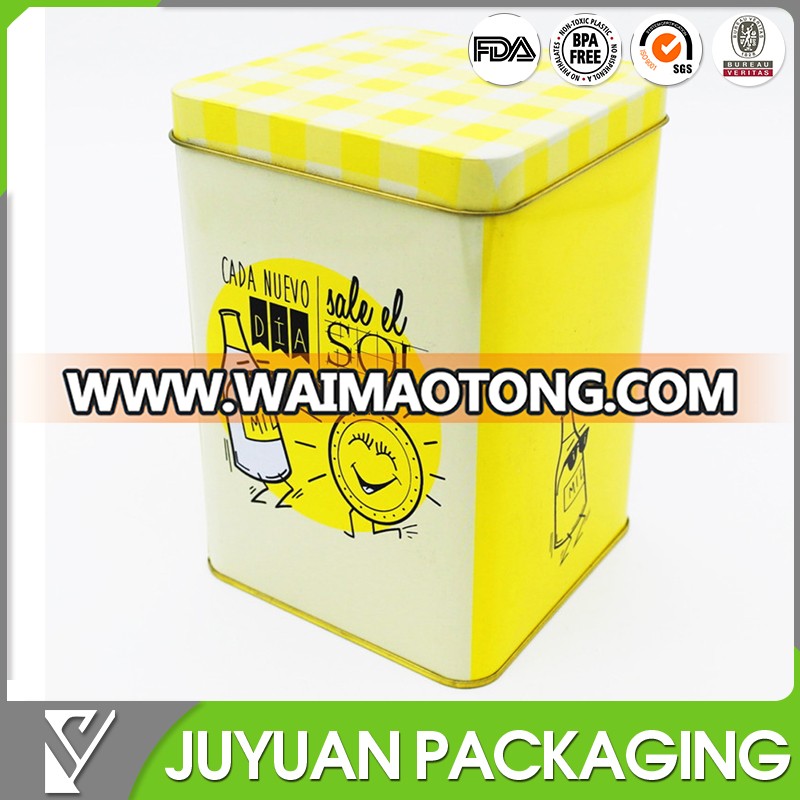 Cute square custom metal milk candy gift packaging tin box for sale