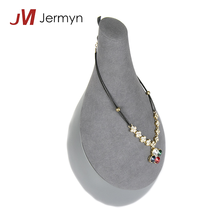 China Supplier Grey Resin Suede Jewellery Display Stand Necklace Busts