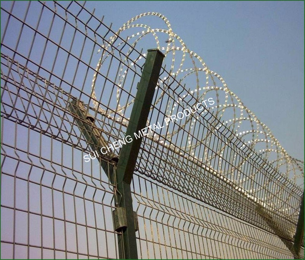 Direct Factory Free Sample 2m by 2.5m High Quality Y post fence, Razor Barbed wire fence, Airport Fence