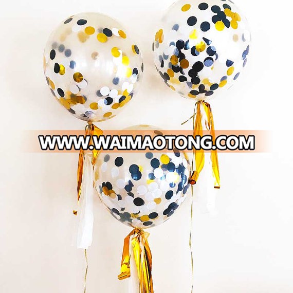 12 Inch 2018 Amazon Supply Clear Confetti Latex Balloon With Mixed Color Confetti for Party Decoration