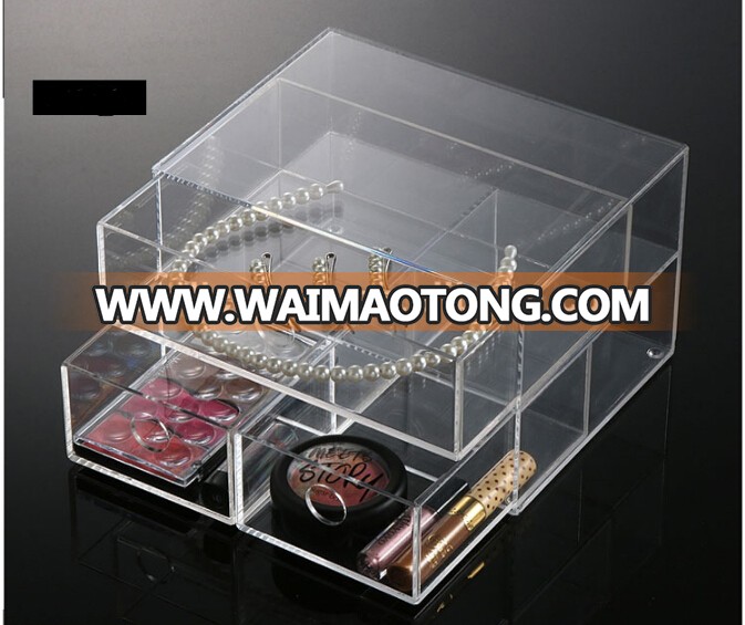 Acrylic Crystal Makeup Organizer With Drawer Toilet Organizer Box