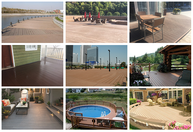 Swimming pool exterior wood composite solid wpc decking in zhejiang