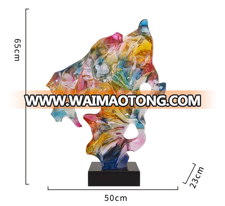 Interior decoration colorful clear resin house statues modern