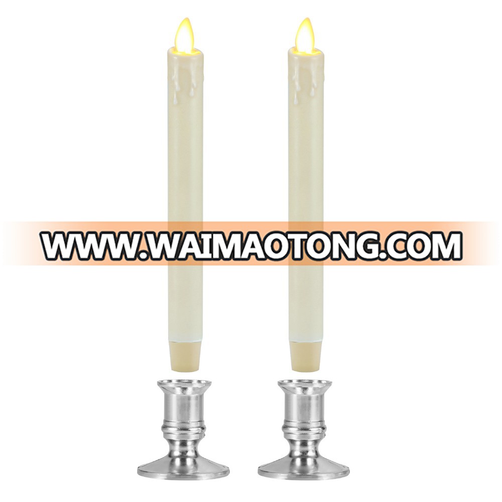 Real wax surface flameless  moving wick LED taper candles with timer and remote 2pcs/set Dripping Tear