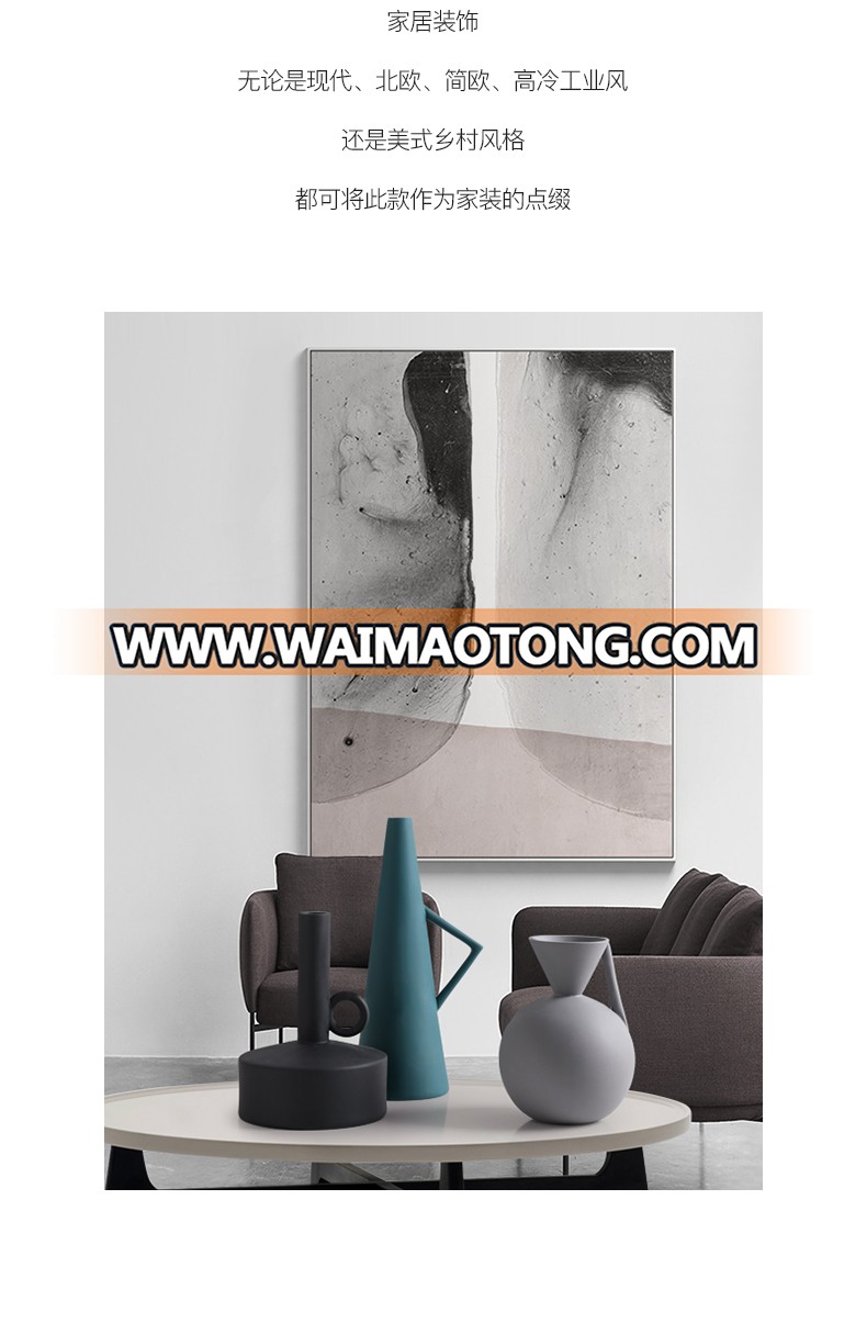 Modern handmade  vase large matt  vase ceramic flower vase for living room of creative Geometric vases sets