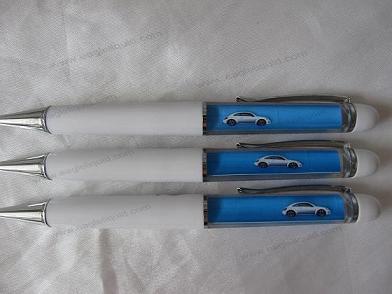 advertising promotional aqua twist pen sliding train 3D floater pen