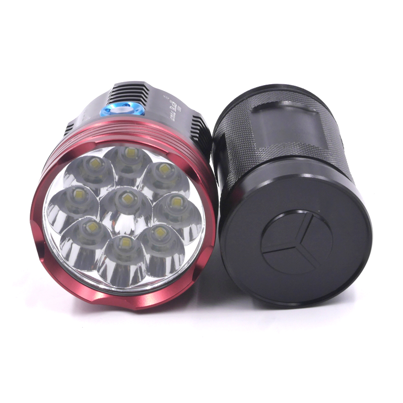 Factory sale Manta ray 9pcs x XML T6 aluminum led flashlight torch (4x18650)