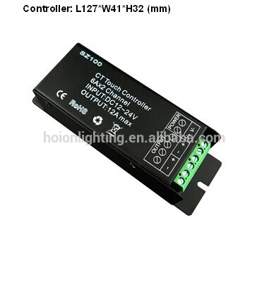 Led Panel Color Temperature Controller ,Wall Mounted CT Led Touch Controller, RF Wireless Led Controller 12V 24V DC, 6A*2Ch