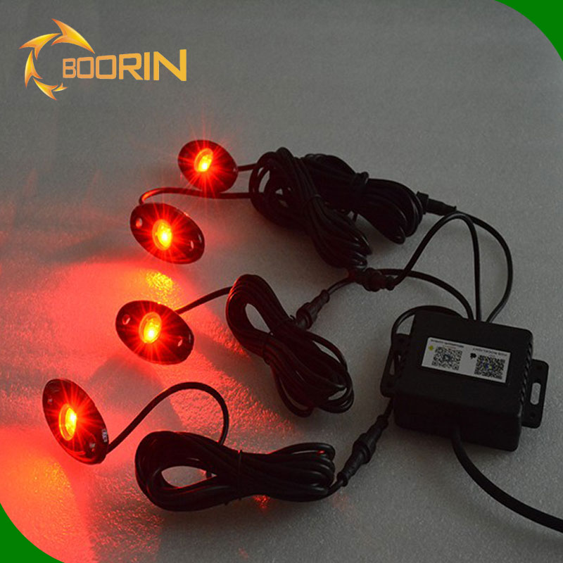 led rock light 8 pods deck light bulbs use for car boat 12v waterproof smartphone APP control bluetooth 4 pods lighting