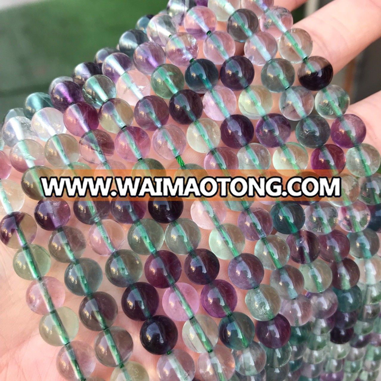 China factory natural rainbow fluorite 8mm stone round beads for bracelet