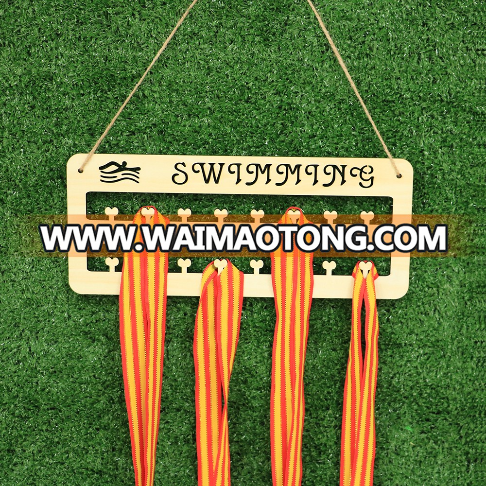 Custom WOODEN running sport medal display hanger