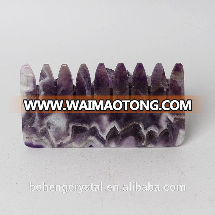 Wholesale Crystal Hair Massage Combs Natural Quartz and Amethyst Quartz Crystal Hair Combs for healing