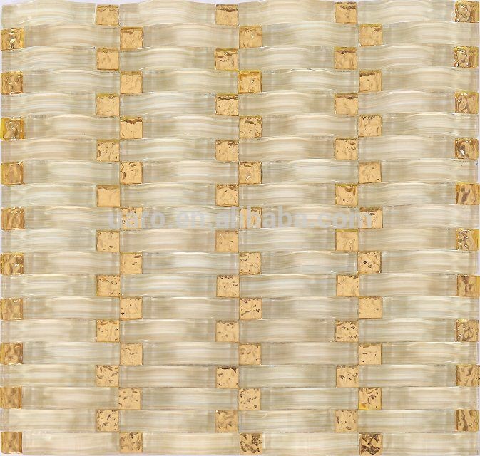 Glass mosaic wall tile gold color glass mosaic tile