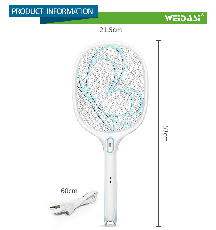 weidasi rechargeable fly killer swatter racket electric mosquito bat