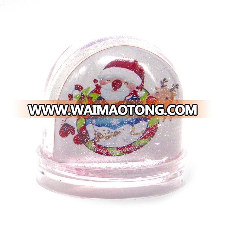 Christmas Santa Clause Glitter Water Ball Plastic Dome DIY Acrylic Photo Insert Water Globe