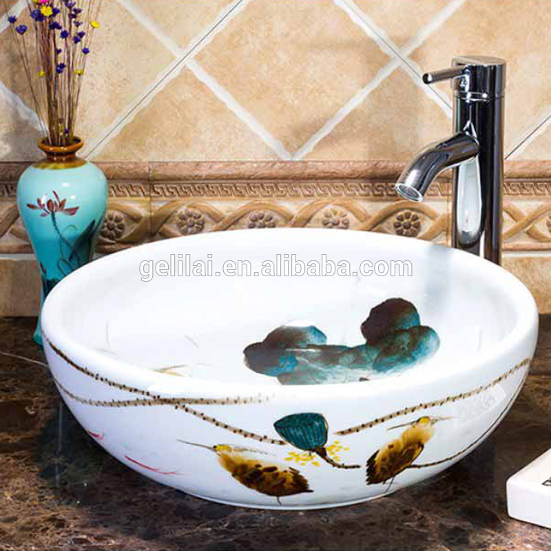 Latest style round shape with shampoo sink price bathroom basin