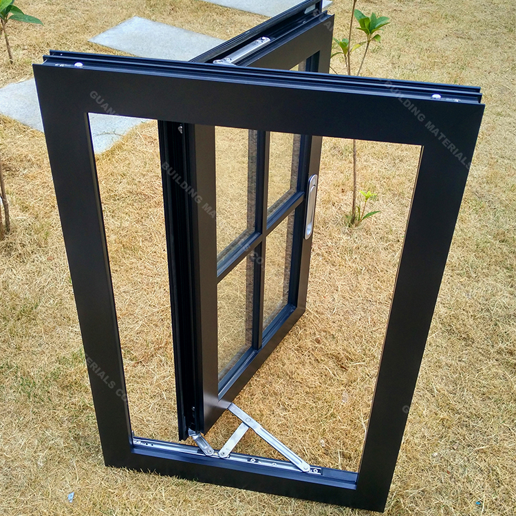 Residential casement windows horizontal aluminium pivoting window with grid