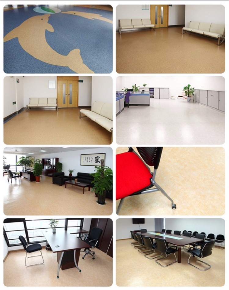 Anti-skidding commercial vinyl flooring rolls, school floor carpet roll with CE/ISO