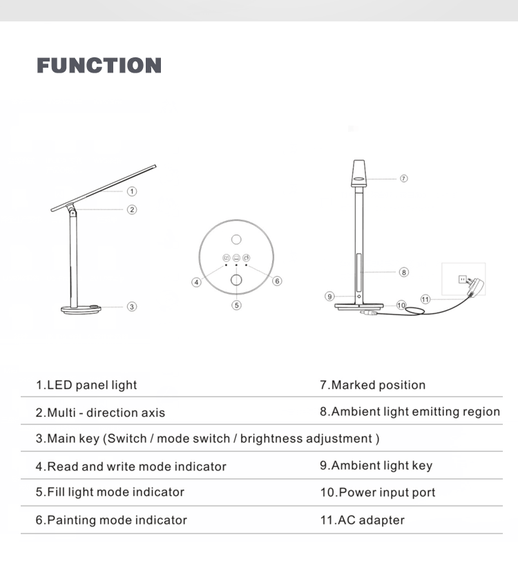 IPUDA 2019 Modern aluminum Alloy Table Lamp hotel desk lamp for Reading and Painting