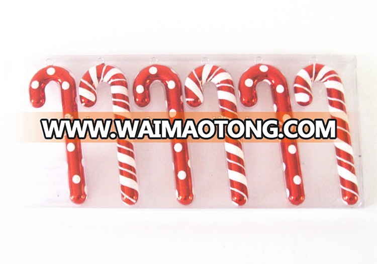 2017 hot selling christmas plastic hard candy cane ornament