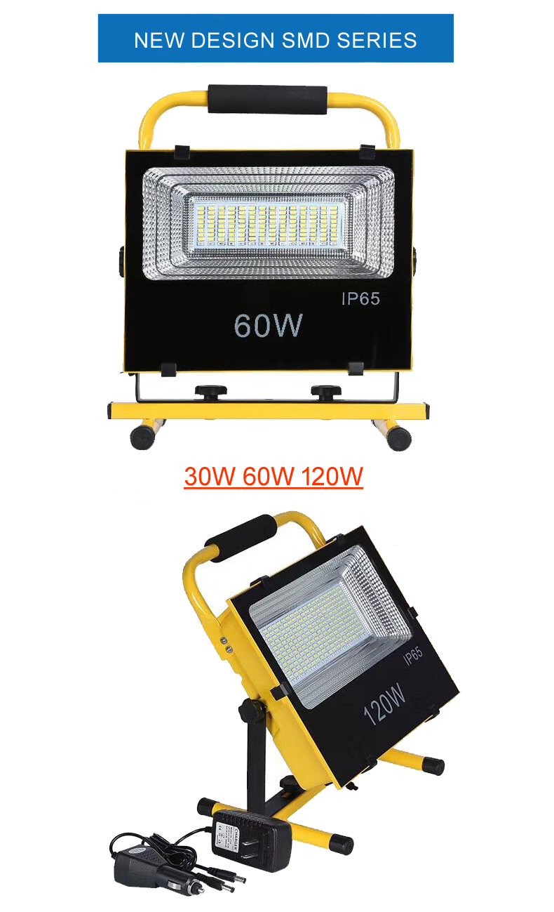 Battery powered led work lamp 150w rechargeable floodlight