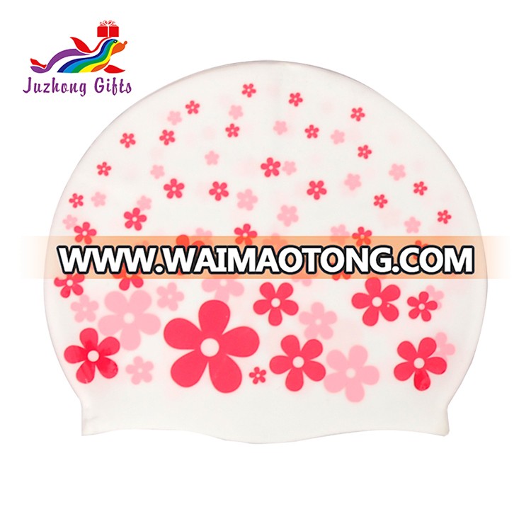 Low MOQ Adult custom printed logo silicone swim cap for water sport