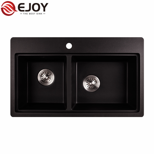 Ejoy High Quality Customized double bowl granite composite kitchen sink XW820