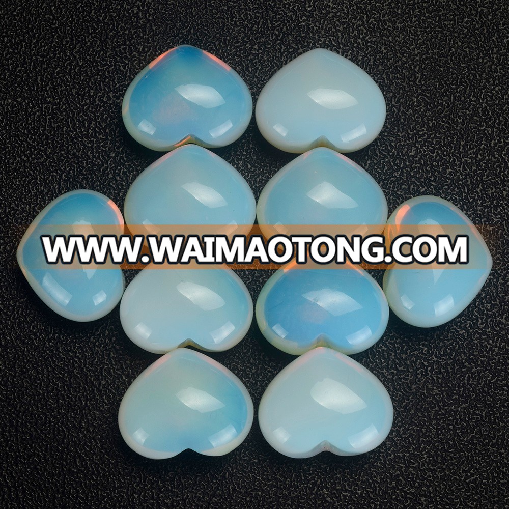 Wholesale 20mm 30mm 35mm opalite heart shape gemstone beads natural opalite crystal hearts