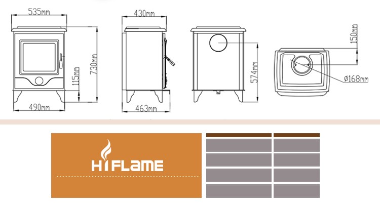 8KW China Hotsale Wood burning Stove Woodburning Stove HF907 with wood box