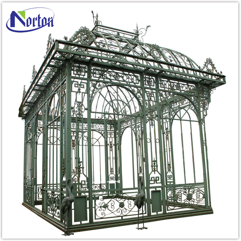 Large outdoor used antique wrought iron gazebo NTIG-041Y