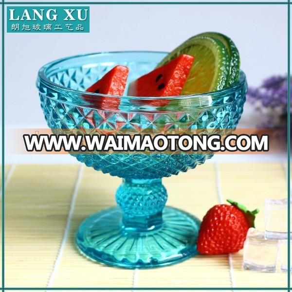 Good quality handmade crystal pudding wholesal glass bowl with foot