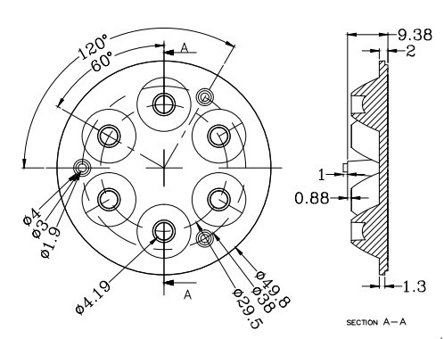 3030 2835 50mm 24deg pmma Optical  led Lens for spotlight