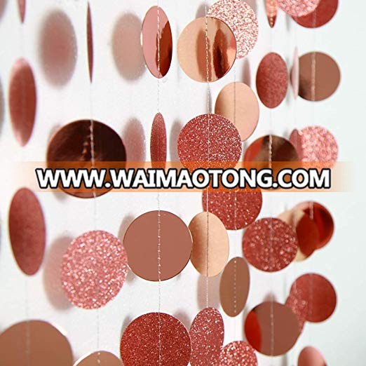 Rose Gold Party Decoration Paper Circle Dot Garland Kit Rose Gold Hanging Decor for Wedding/Birthday/Baby Shower/Graduation