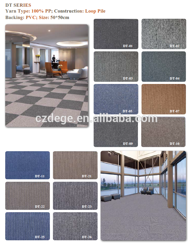 Commercial Fire-resistant PVC Backing Carpet Tiles