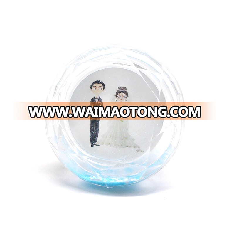 Wholesale diamond shape plastic water globe DIY picture insert photo frame snow globe